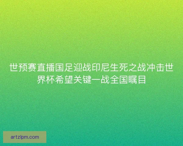 世预赛直播国足迎战印尼生死之战冲击世界杯希望关键一战全国瞩目