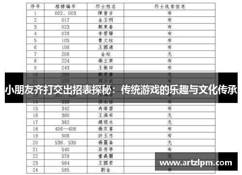 小朋友齐打交出招表探秘:传统游戏的乐趣与文化传承